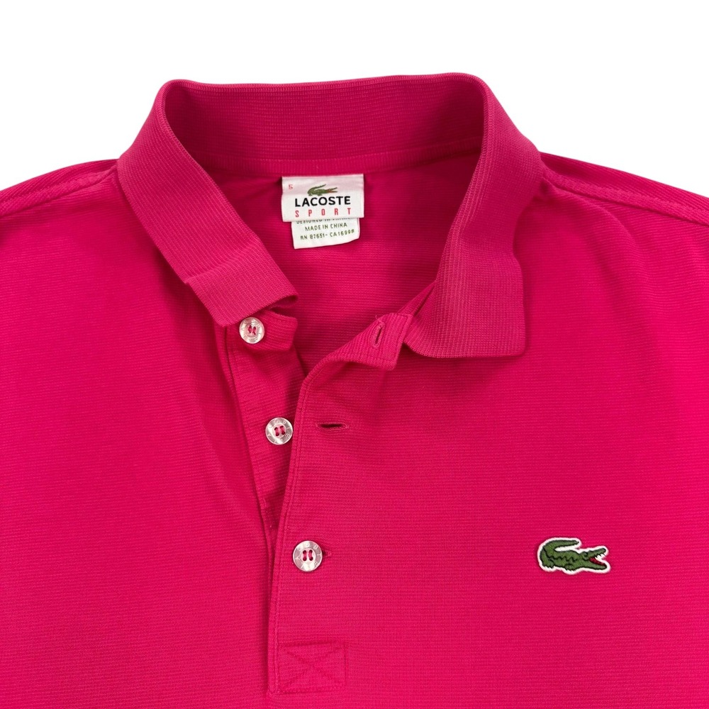 Lacoste Sport Polo Shirt Mens Large Pink Cotton Logo Casual Golf Top F 5191